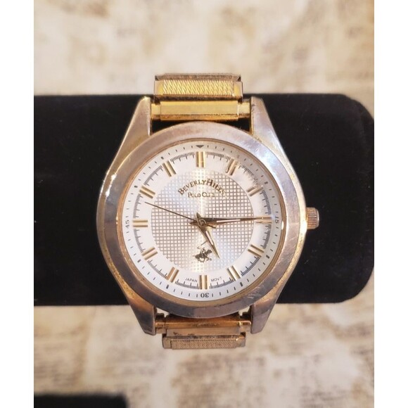 Beverly Hills Polo Club Accessories - Neutral, Elegant Preowned Beverly Hills Polo Club Gold Tone Watch Stretch Band